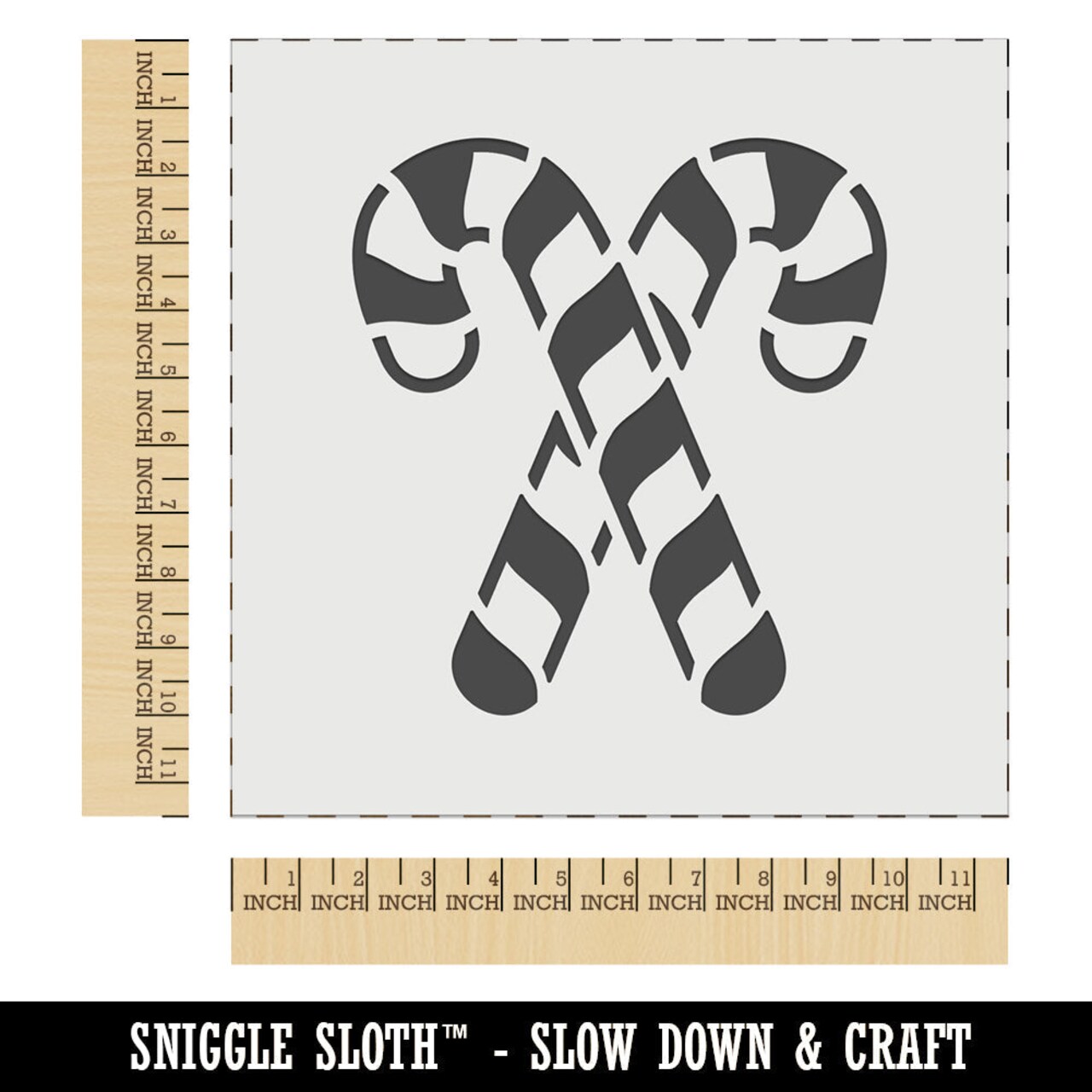Crossed Candy Canes Christmas Wall Cookie DIY Craft Reusable Stencil
